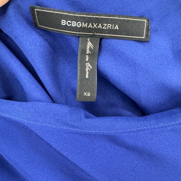 BCBGMaxAzria Alana Side Drape Dress Orient Blue Sleeveless Pullover Size XS - Picture 5 of 12